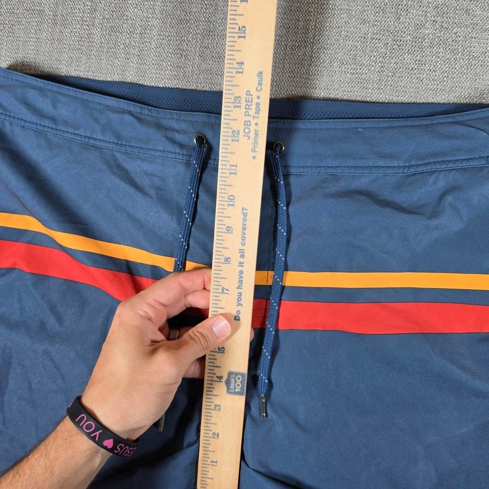 Fair Harbor Board Shorts Mens XXL 36x9 Navy Blue Striped Stretch